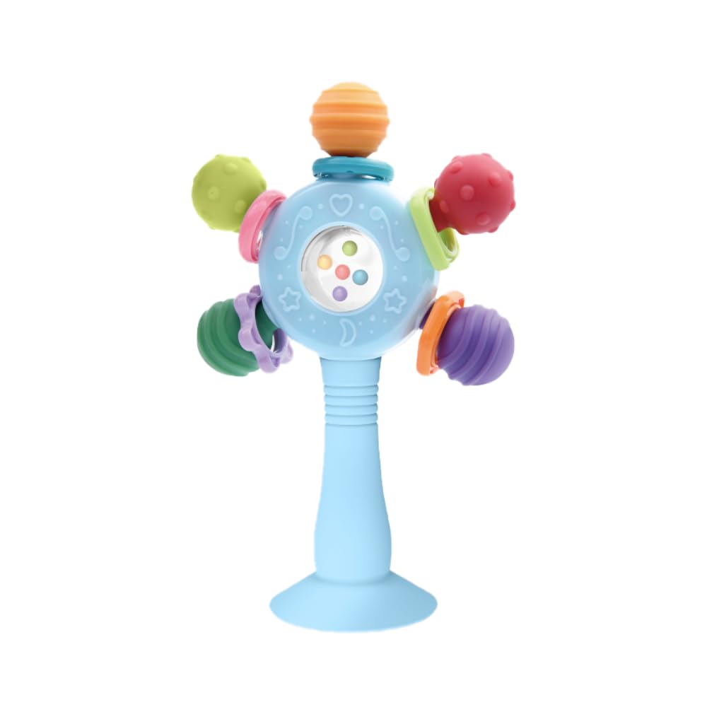 Baby Teether Toys for Babies 0 3 6 9 12 18 Months,Baby Rattle Toys,Baby Sensory Toy for 0-6 6-12 Months, Montessori Early Education,Manhattan Ball,Grasp Training Toy,Suction Cup Toys(Pink)