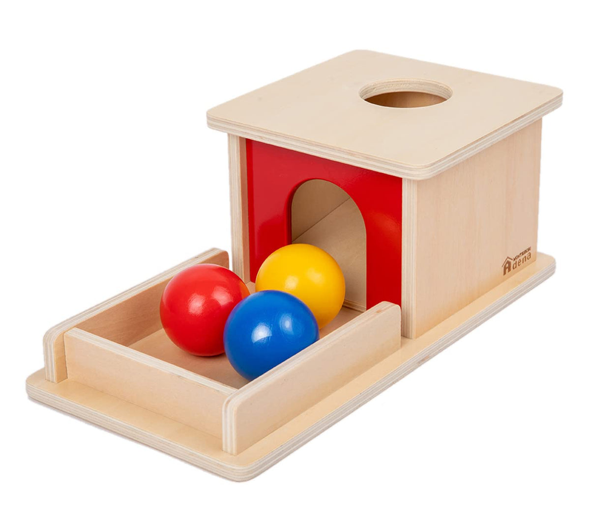 Adena Montessori Object Permanence Box with Tray Three Balls Montessori Toys for 6-12 Months Baby 1 Year Old Infant Toddler Typical
