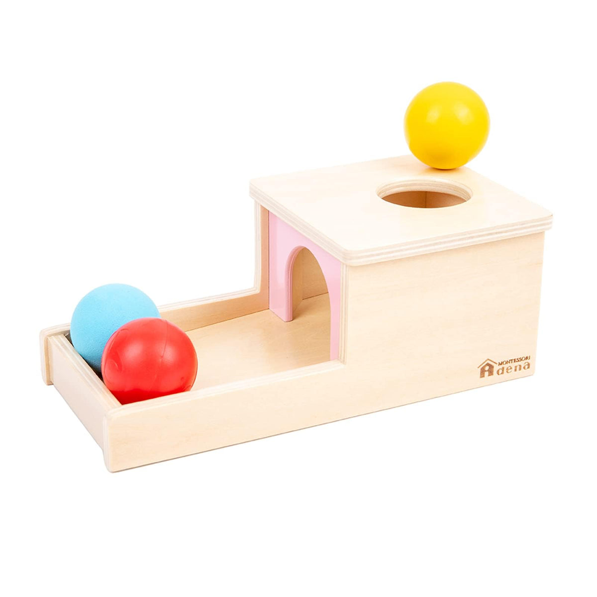 Adena Montessori Object Permanence Box with Tray Three Balls Montessori Toys for 6-12 Months Baby 1 Year Old Infant Toddler Typical