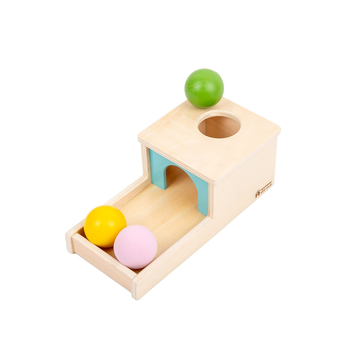 Adena Montessori Object Permanence Box with Tray Three Balls Montessori Toys for 6-12 Months Baby 1 Year Old Infant Toddler Typical