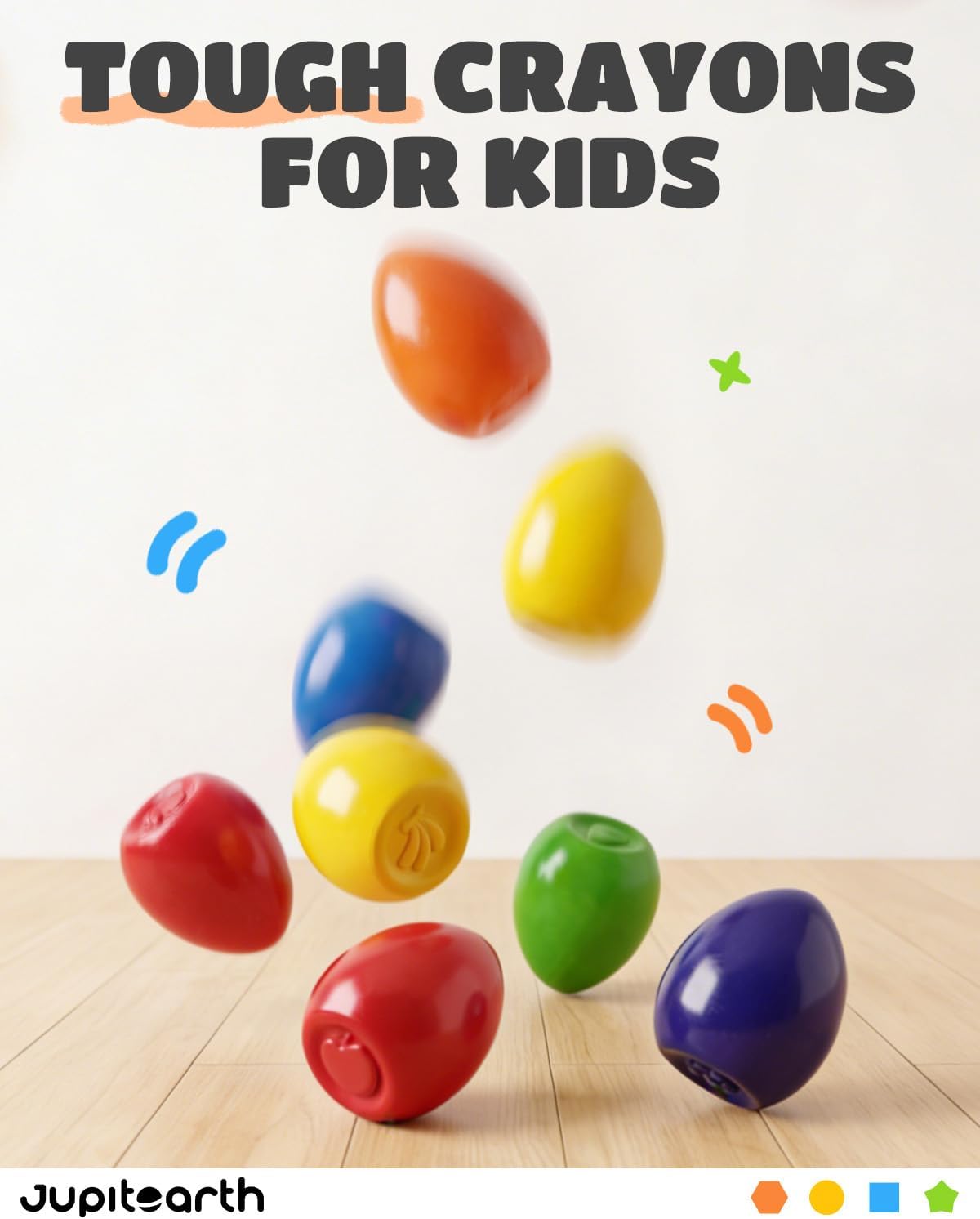 JUPITEARTH Egg Crayons for Toddler 1-3, Non Toxic Jumbo Crayons, 6 Colors
