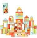 100pcs Wooden Blocks for Toddlers 1-3, with Storage Bucket
