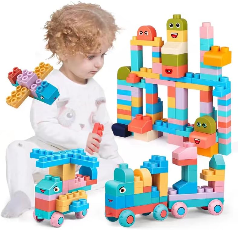 78 Pcs Top STEM Soft Building Block Sets for Kids Aged 18 months to 6 years.Mega Blocks for Baby.Large Construction Stacking Block Toys for Toddler to Improve Imagination、Creativity、Hands-on Ability