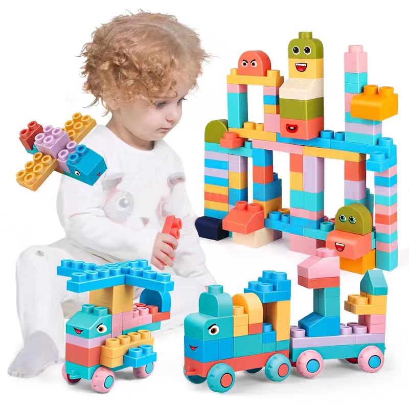 78 Pcs Top STEM Soft Building Block Sets for Kids Aged 18 months to 6 years.Mega Blocks for Baby.Large Construction Stacking Block Toys for Toddler to Improve Imagination、Creativity、Hands-on Ability