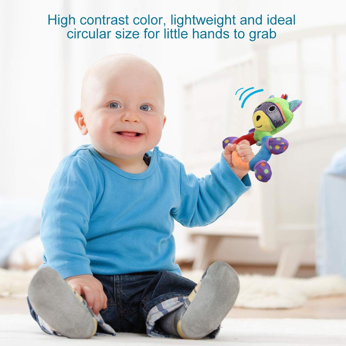 HAHA Baby Soft Rattles & Plush Rings Teething Toys for 0-6 Months Newborns