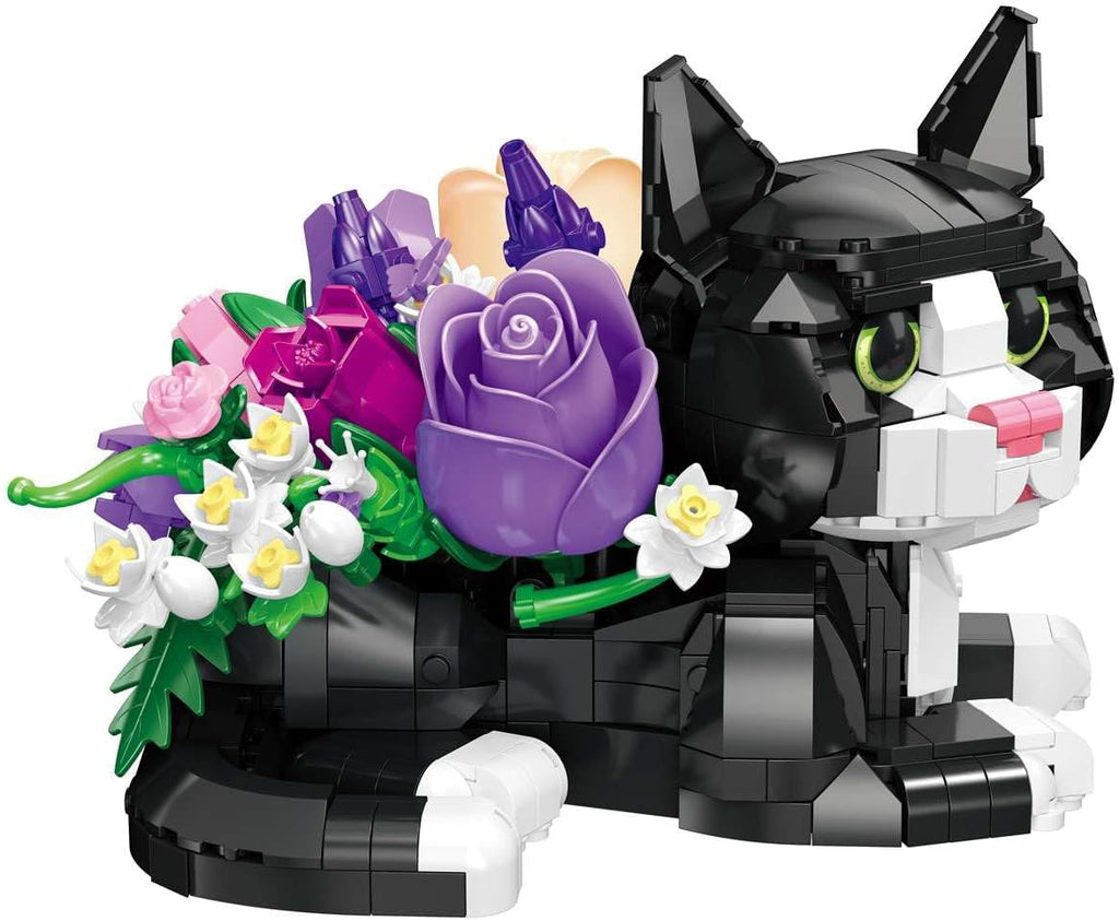 Cat Rose Bouquet Succulent Planter Building Block Set