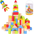 100 Pcs Wooden Blocks for Toddlers 1-3 Building Blocks for Kids