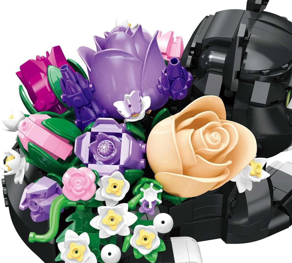 Cat Rose Bouquet Succulent Planter Building Block Set