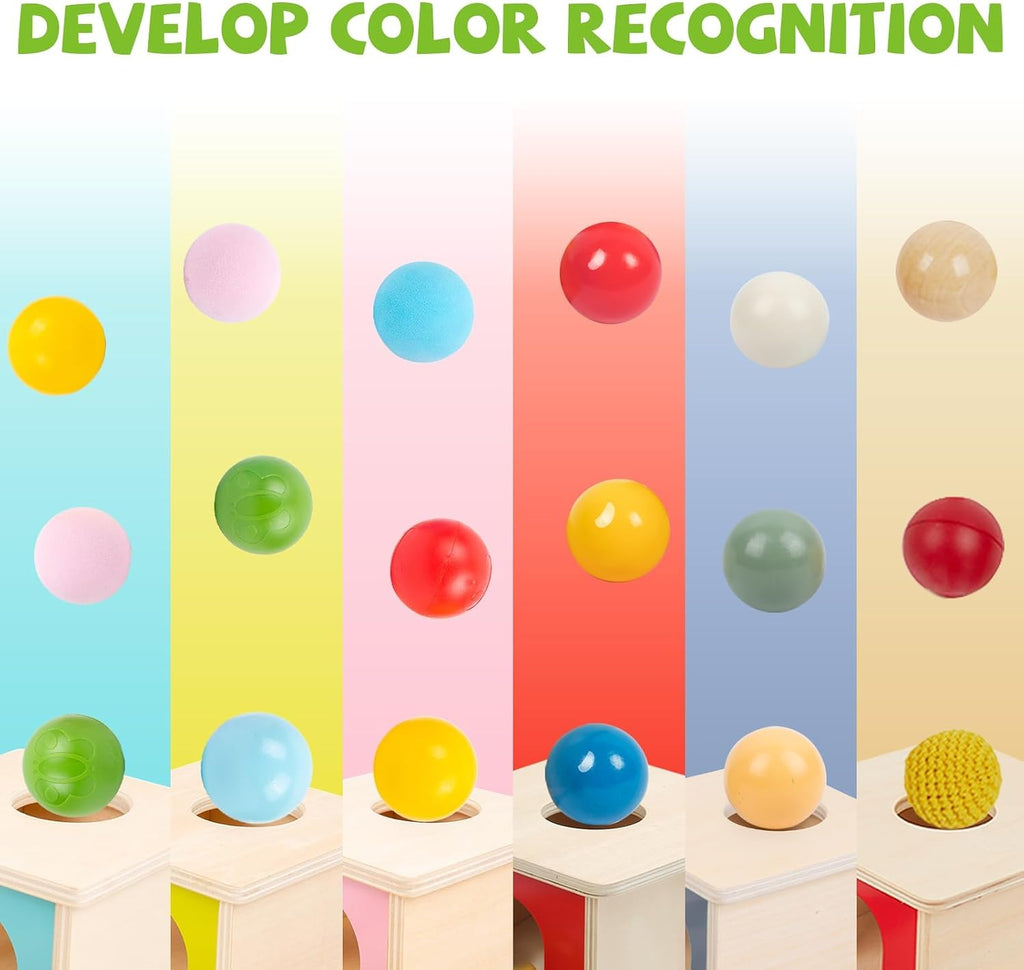 Adena Montessori Object Permanence Box with Tray Three Balls Montessori Toys for 6-12 Months Baby 1 Year Old Infant Toddler Typical