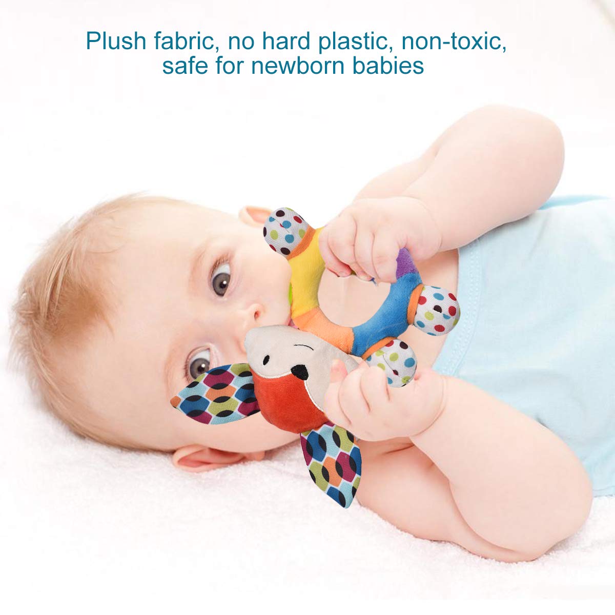 HAHA Baby Soft Rattles & Plush Rings Teething Toys for 0-6 Months Newborns