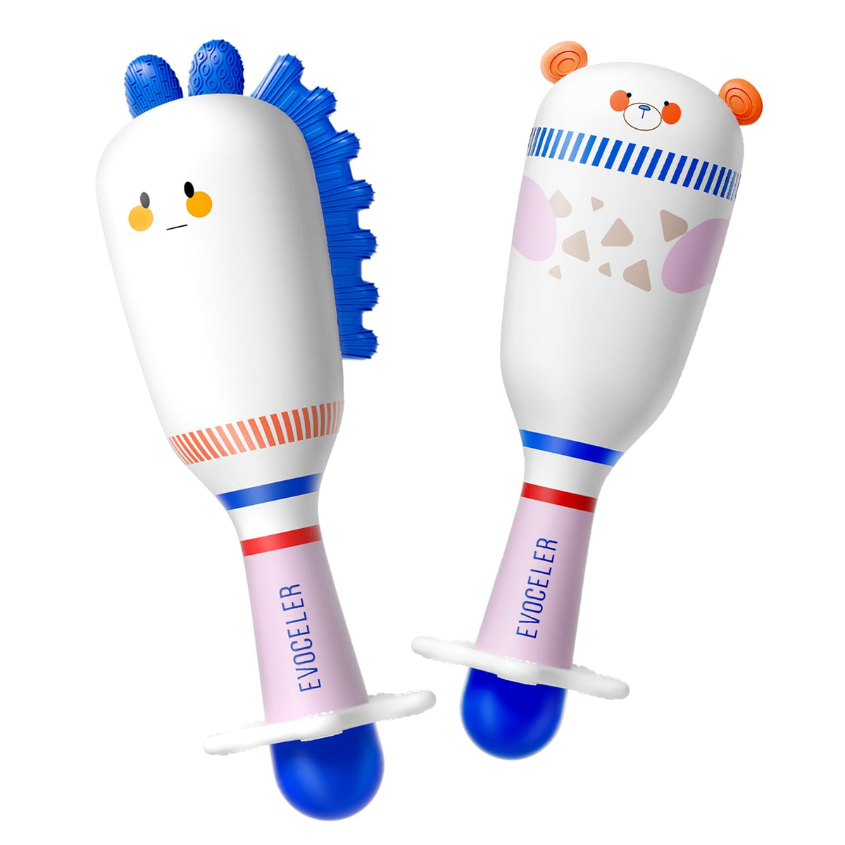 Baby Rattles 2PCS, Teething Toys, Dinosaur Maracas, Newborn Sensory Gift
