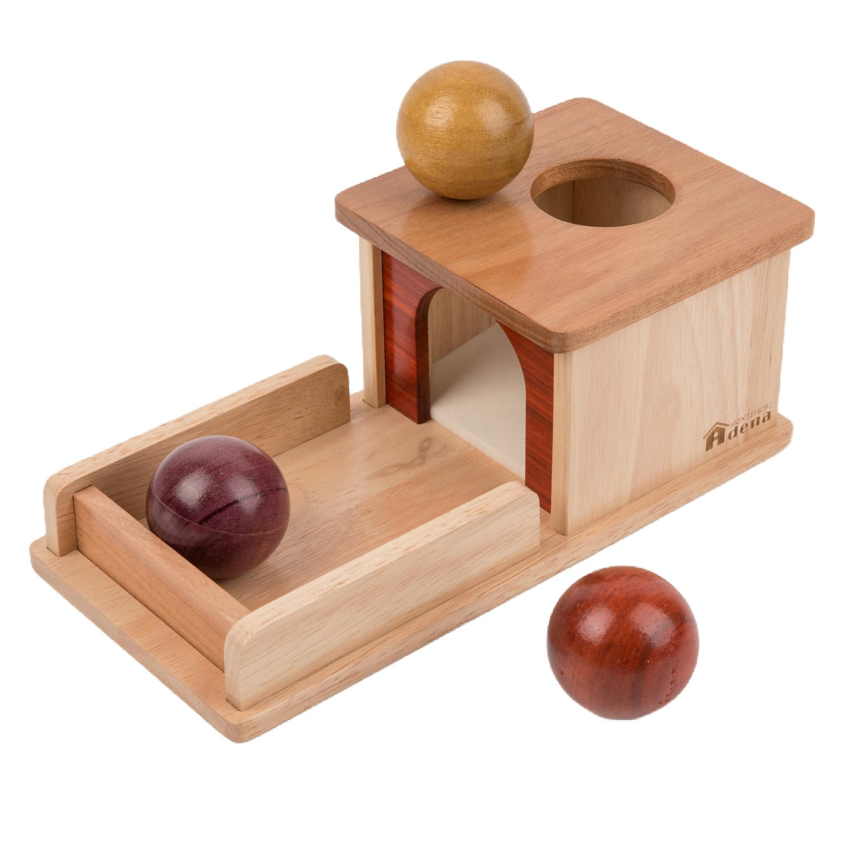 Adena Montessori Object Permanence Box with Tray Three Balls Montessori Toys for 6-12 Months Baby 1 Year Old Infant Toddler Typical