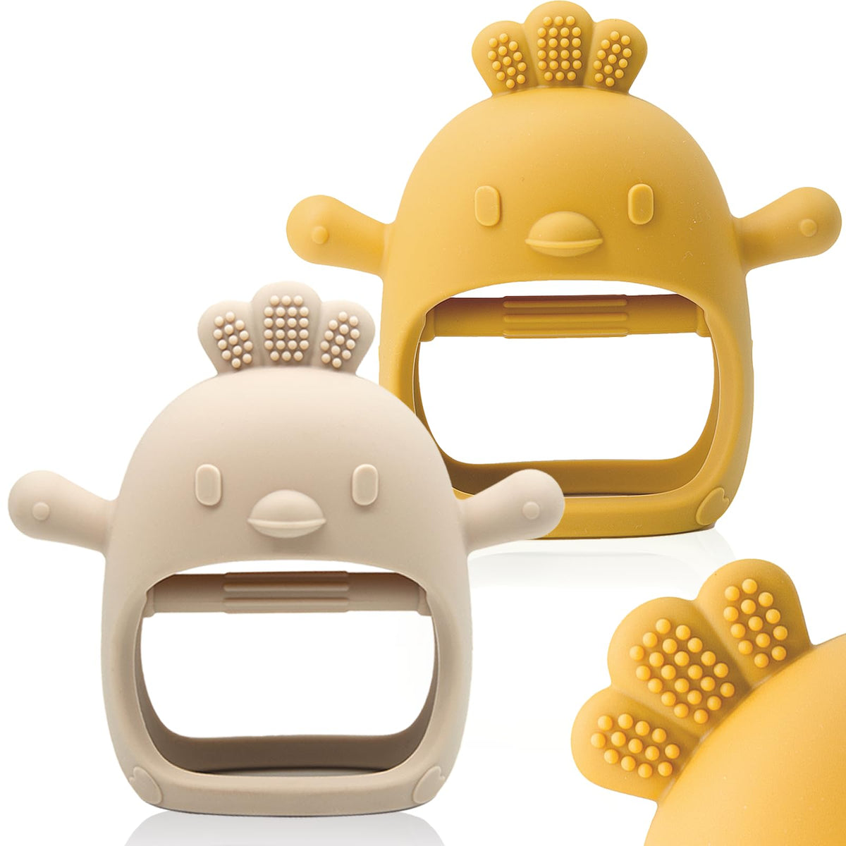 ChooKaChoo 2 Pack Baby Teething Toy Silicone Teething Mitten for Babies Over 3 Months Anti Dropping Wrist Hand Teethers Baby Chew Toys for Sucking Needs, BPA Free