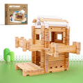 Jovi-Mindly & Notchies 96 PCS Wooden Building Blocks Toy Set for Kids Ages 4+ Boys Girls, Creative Construction Imaginative Cabin House with Storage Bag STEM Educational Learning Toy for Birthday Gift