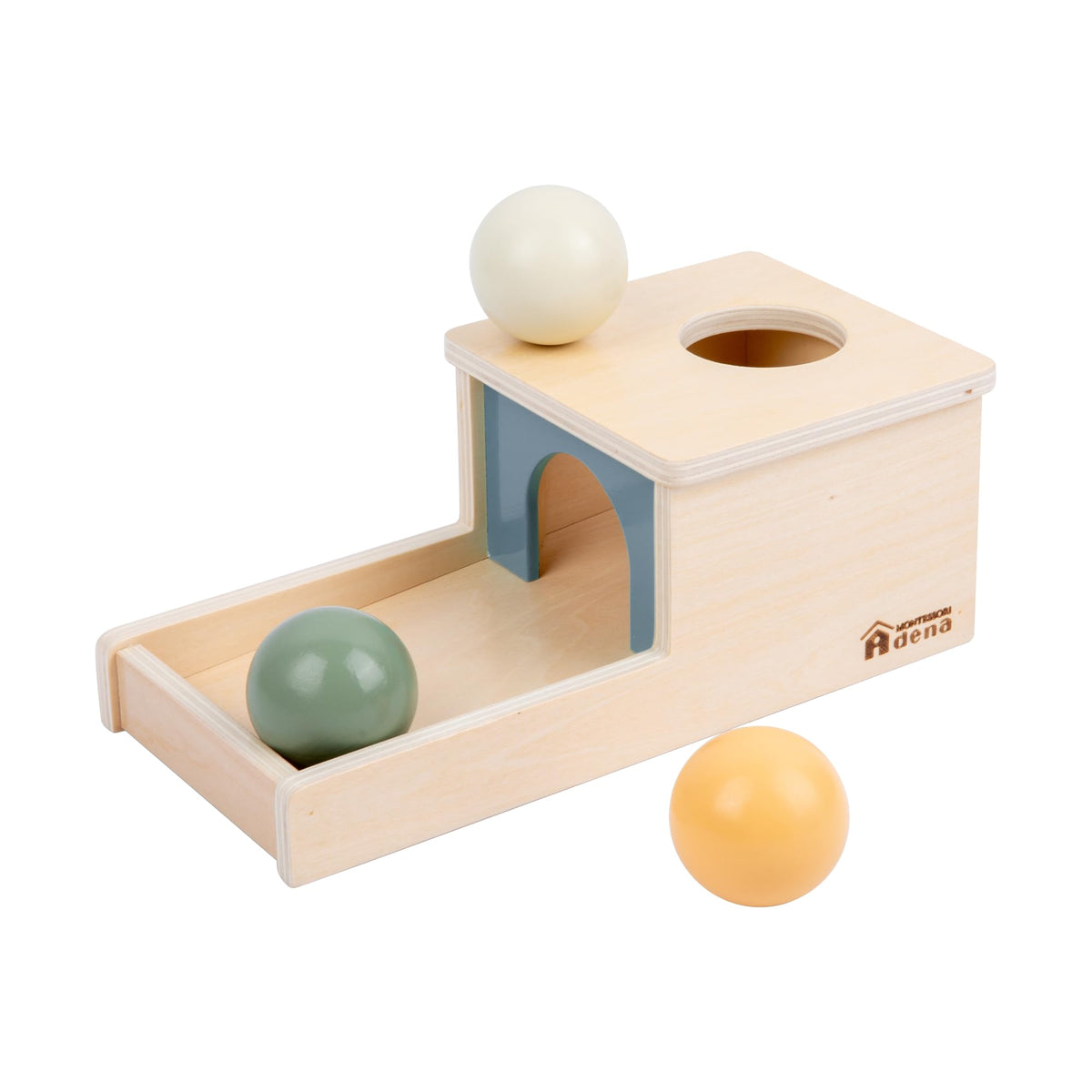 Adena Montessori Object Permanence Box with Tray Three Balls Montessori Toys for 6-12 Months Baby 1 Year Old Infant Toddler Typical