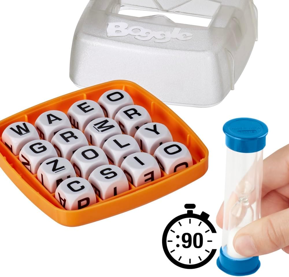 Hasbro Gaming Boggle Classic Game | Word Search Games | Ages 8+ | 1 or More Players | Portable Travel Size | Fun Family Dice Games for Adults and Kids