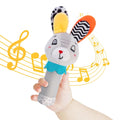 Baby Rattle for Newborns 0-6 Months - Soft Plush Handheld Sensory Toy with Crinkle Sound, Cute Bunny Shaped Grasping Rattle for Infants, Motor Skill Development, Baby Gift (Grey)