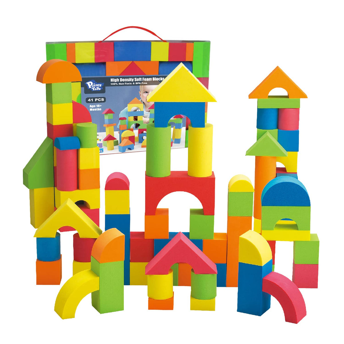 Pairez Toys Foam Building Blocks for Toddlers 2-4, 41PCS EVA Soft Blocks