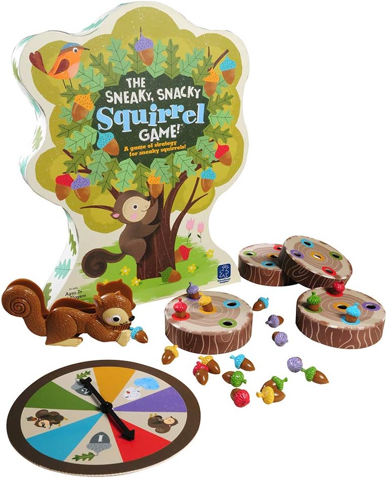 Educational Insights The Sneaky, Snacky Squirrel Game - Toddler Board Games for 3 Year Olds, Fine Motor Skills Toys for Toddlers, Color Matching Preschool Games, Tweezer Tool Fine Motor Game