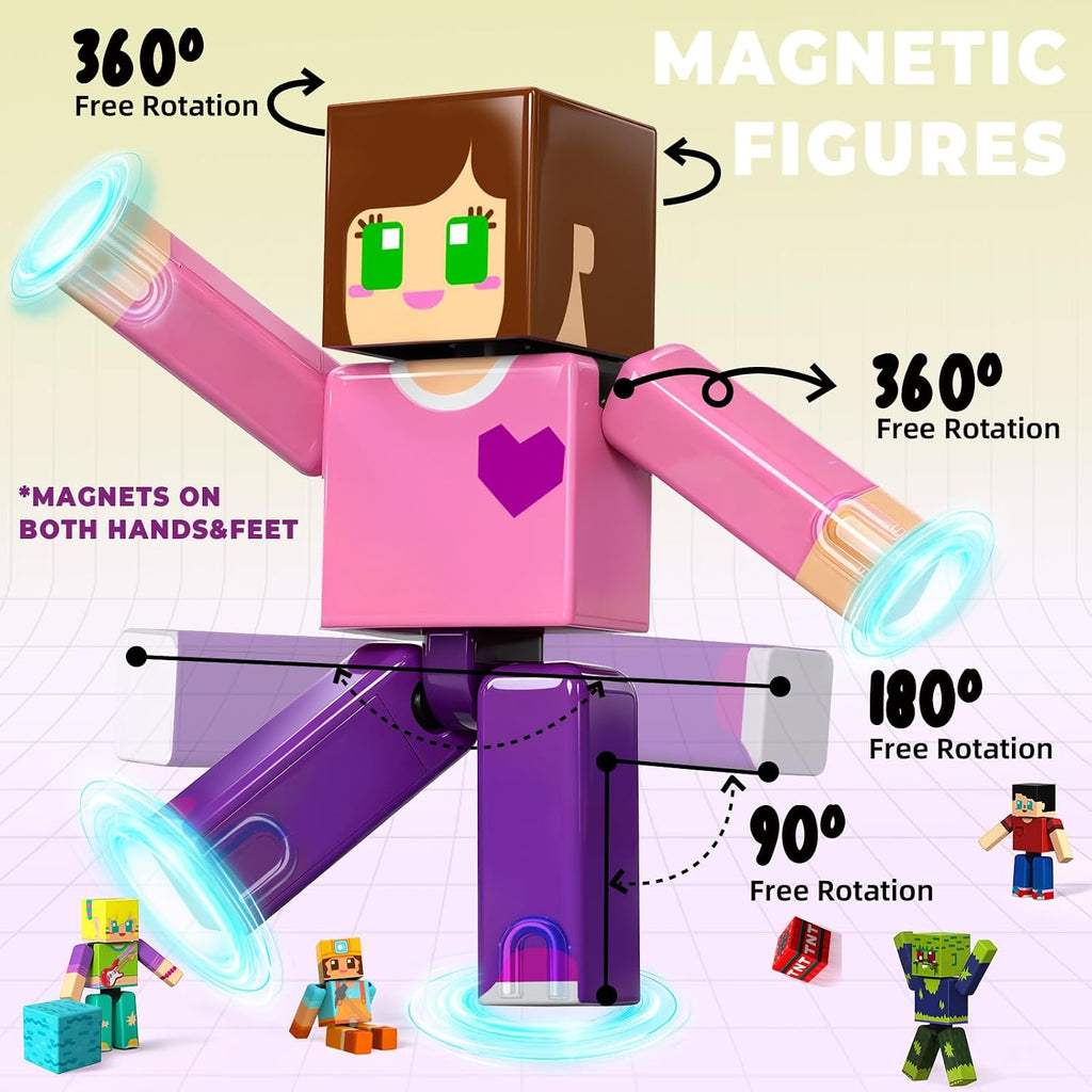 Magneverse 20Pcs Magnetic Action Figures Playset - Magnetic Building Blocks