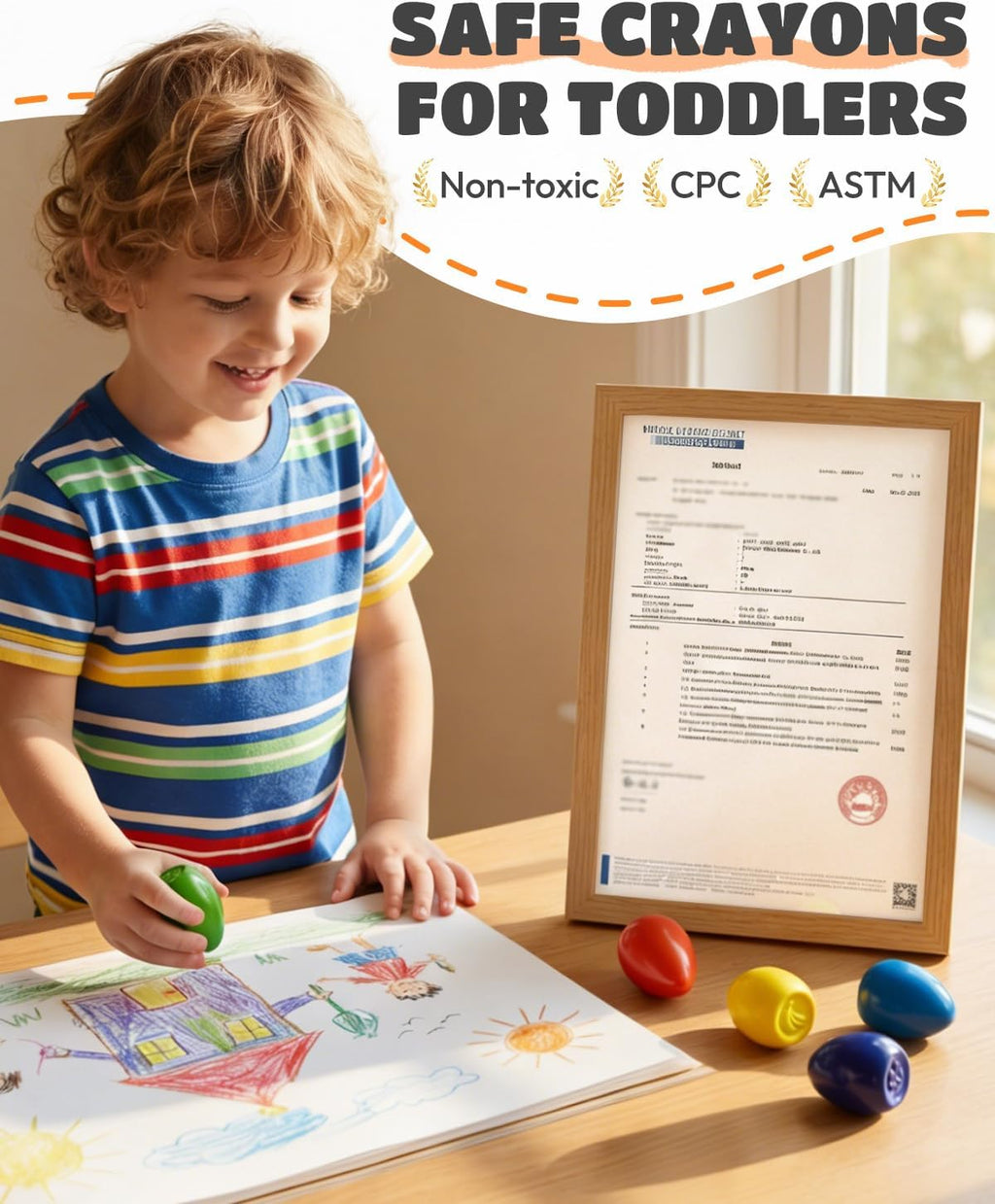 JUPITEARTH Egg Crayons for Toddler 1-3, Non Toxic Jumbo Crayons, 6 Colors