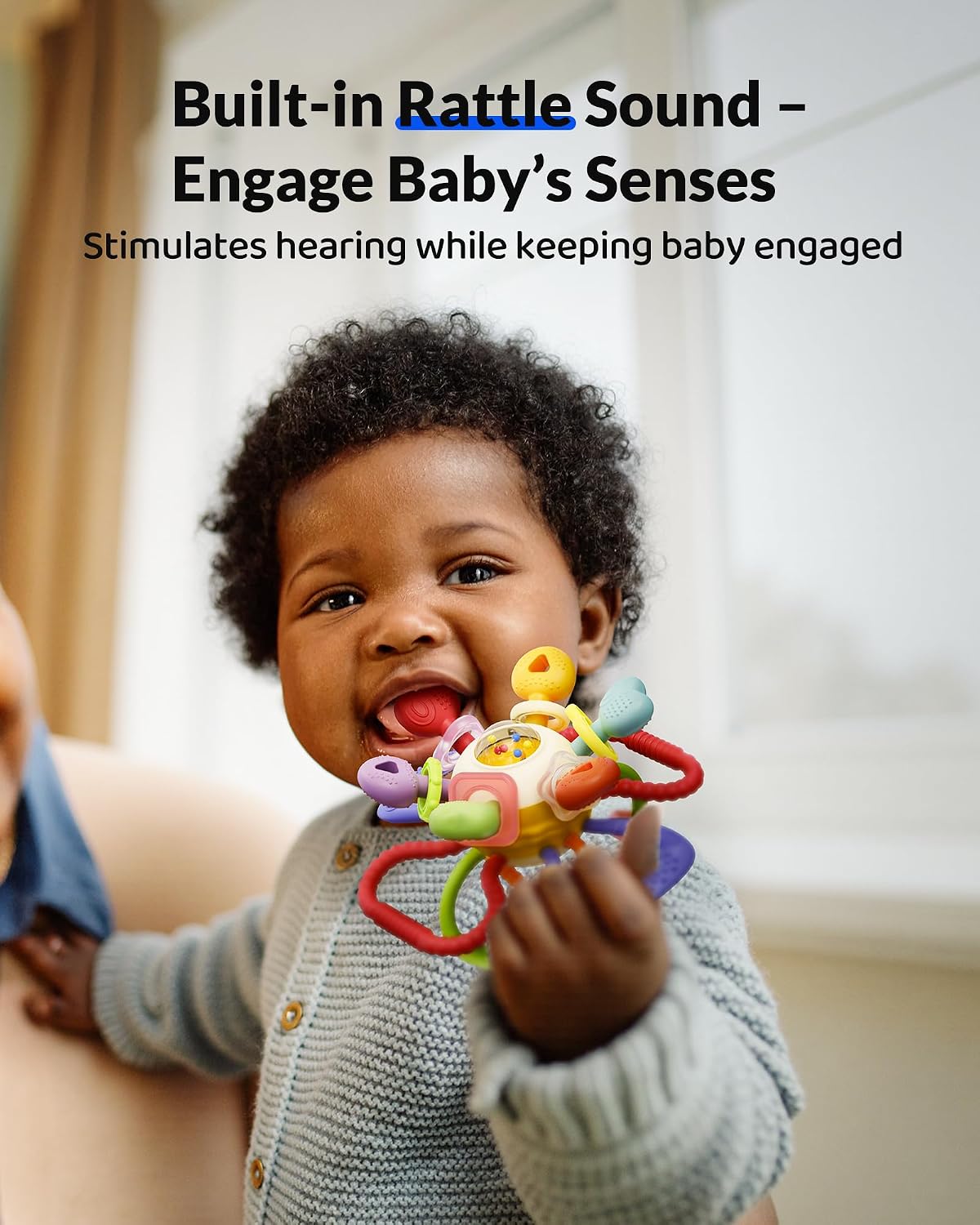 Infinno Soft Baby Teething Toy with Rattle, BPA Free Silicone, 0-12 Months