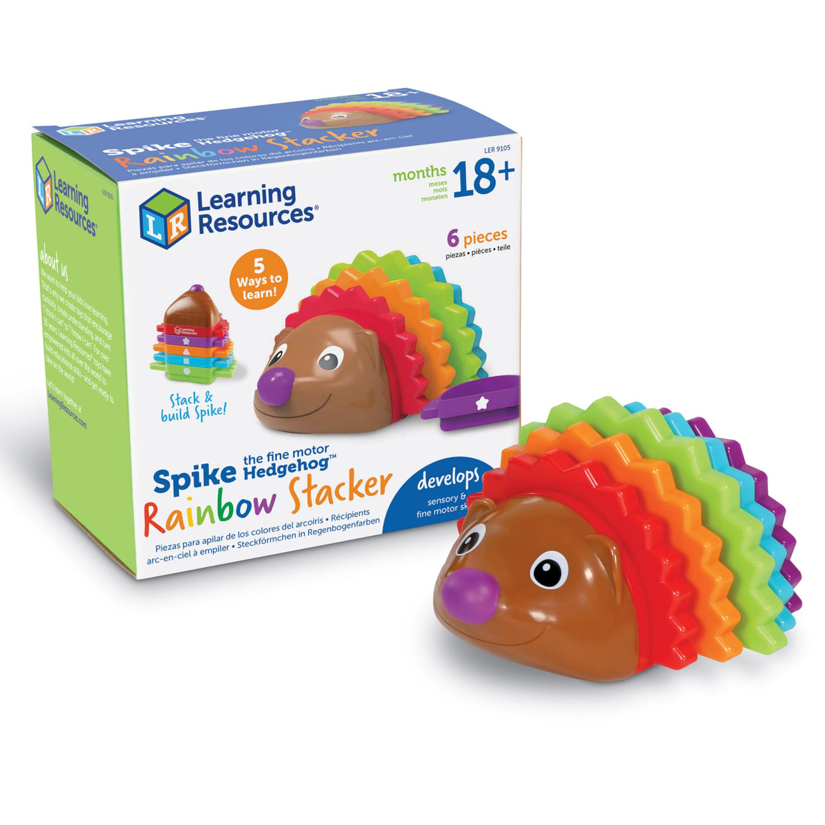 Learning Resources Spike The Fine Motor Hedgehog - Toddler Montessori Toys, Stacking Shape, Gifts for Boys and Girls, Sorting and Matching Skill Activities, Educational Games, Kindergarten