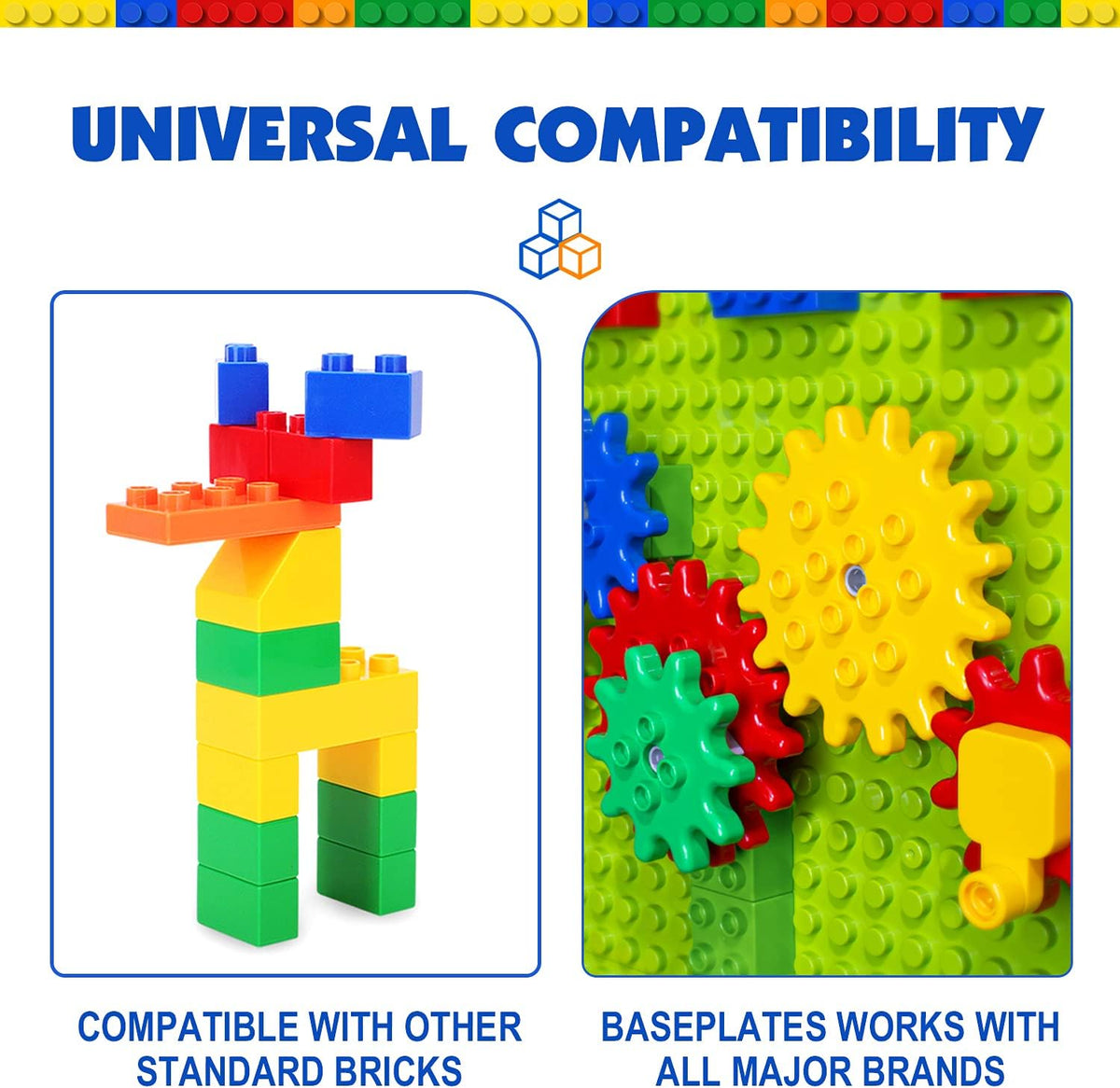 Large Building Blocks for Toddlers Kids Age 2-5, 100 PCS Set with Baseplate