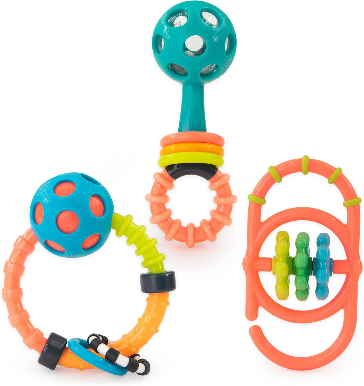 Sassy My First Rattles Newborn Gift Set with 3 Soft and Flexible Rattles, Ages 0+ Months