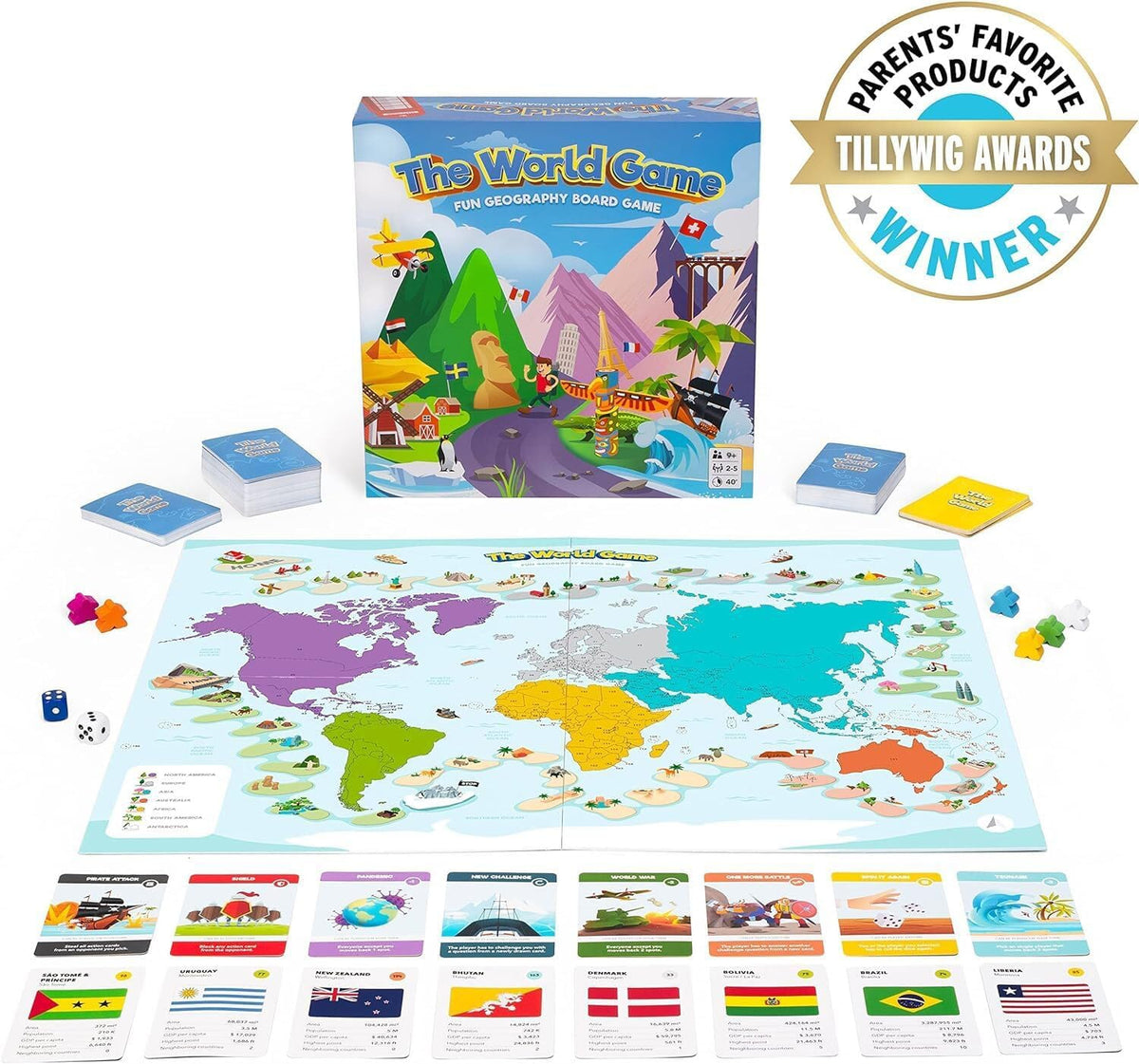 The World Game - Fun Geography Board Game - Educational Game for Kids & Adults - Cool Learning Gift Idea for Teenage Boys & Girls, 2-5 Players