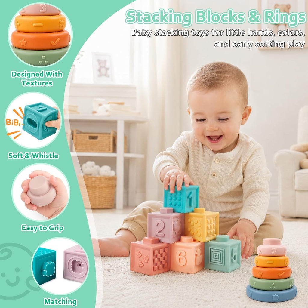 Plunack Montessori Baby Toys 6 in 1 Sensory Developmental Learning Set