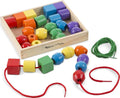 Melissa & Doug Primary Lacing Beads - Educational Toy with 30 Wooden Beads and 2 Laces for Toddlers, Fine Motor Skills Lacing Toys for Toddlers and Kids Ages 3+