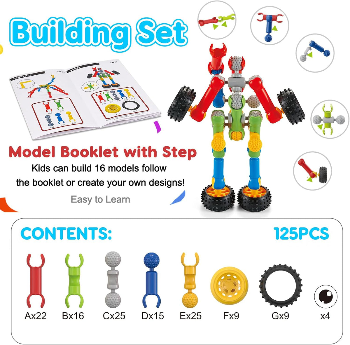Qirptey Kids STEM Building Toys for 3 4 5 6 7 8+ Year Old Boy Birthday Gift