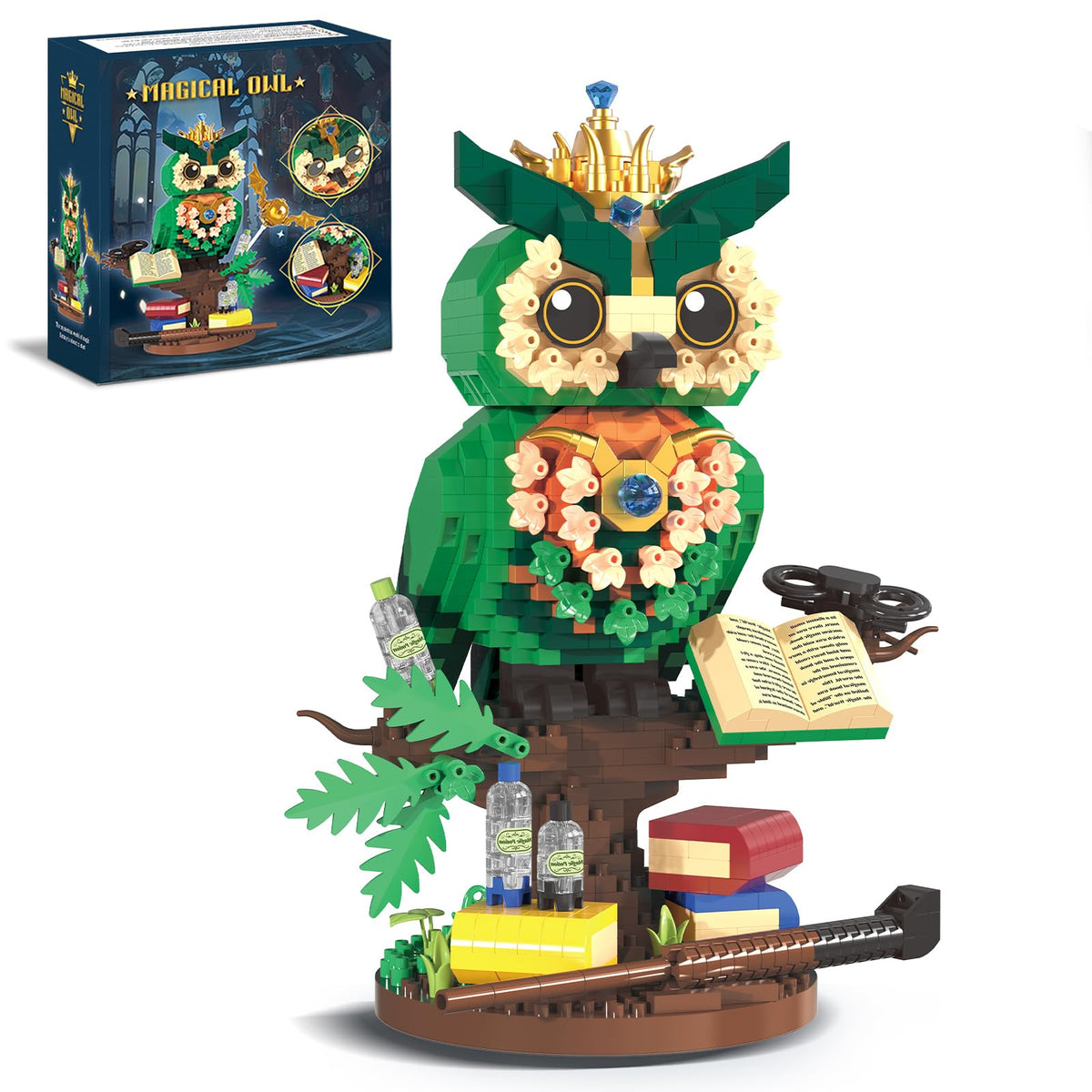 Ideas Detective Owl Building Block Set for Adults, 1286pcs Birds Animals Model Toys for Home & Office Decor for Boys 8-14, Christmas Birthday Gifts for Teens Kids