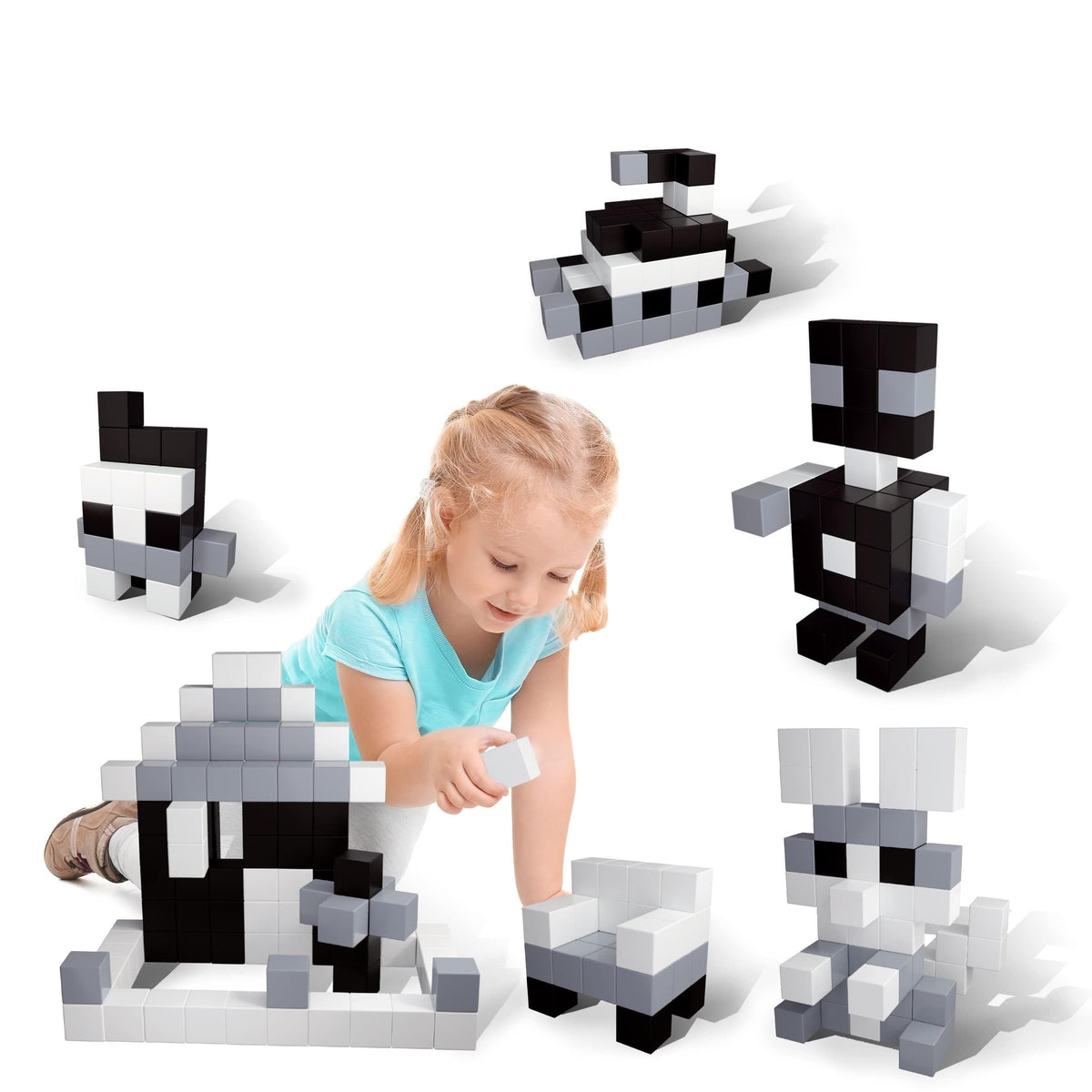 PicassoTiles 108 Piece Magnetic Cubes, 1 Inch STEM Building Set for Kids 3+