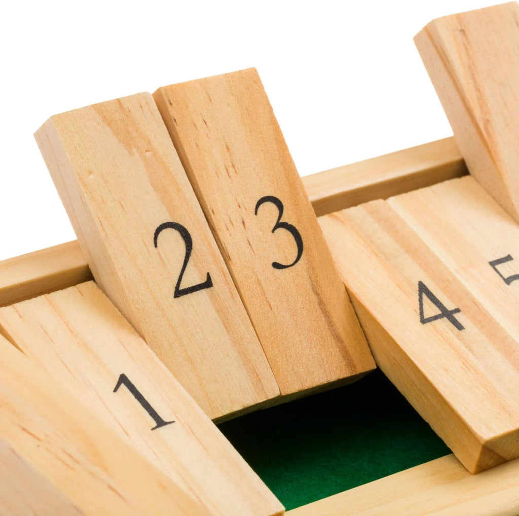 Regal Games Shut The Box - Fun Table Math Game with Wooden Board for Adults & Kids - 12 Spots Dice Game with 2+ Player Games - Ideal for Game Night, Travel - (Ages 8+)