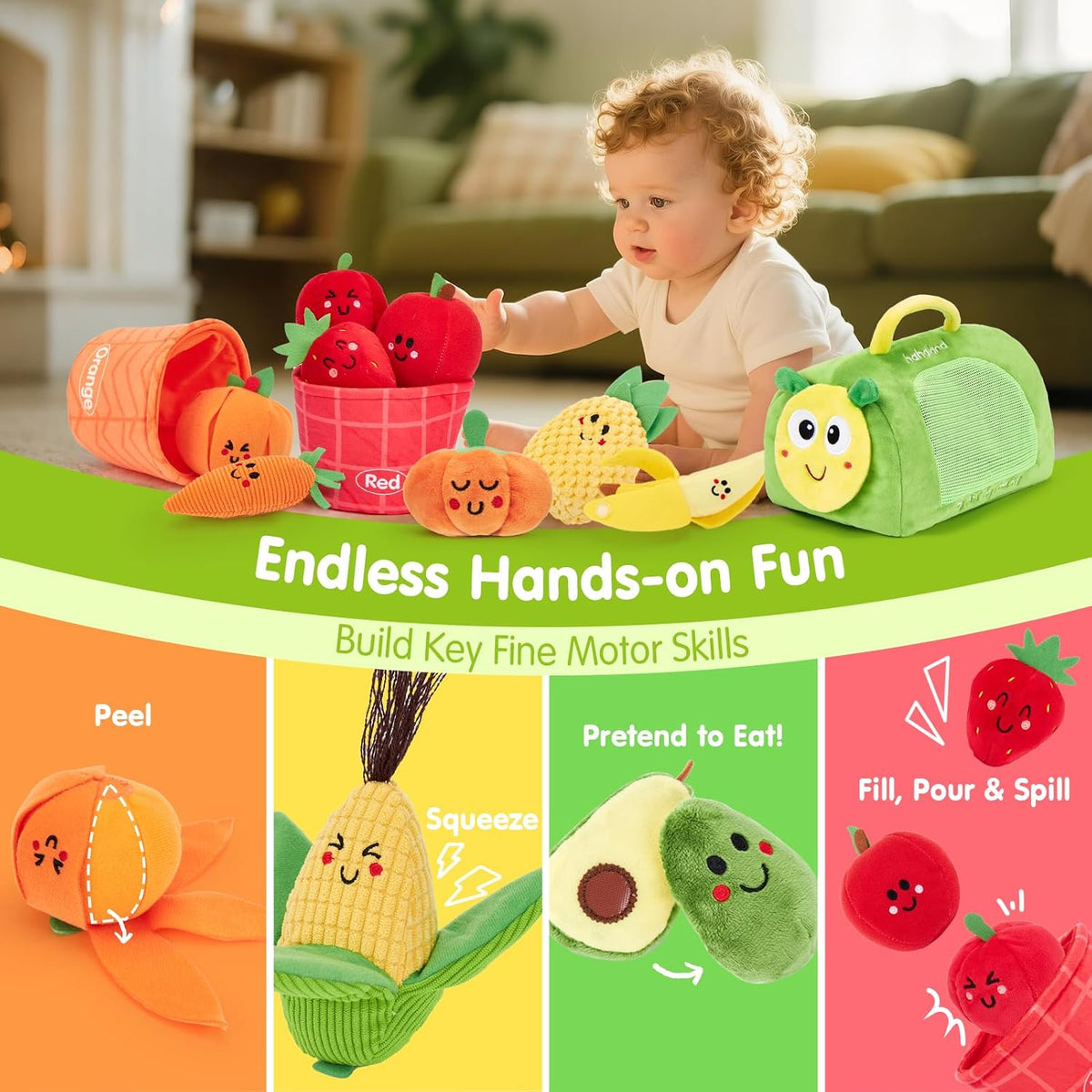 hahaland Montessori Toys for 1 Year Old - Baby Fruit Vegetable 6-12 Months