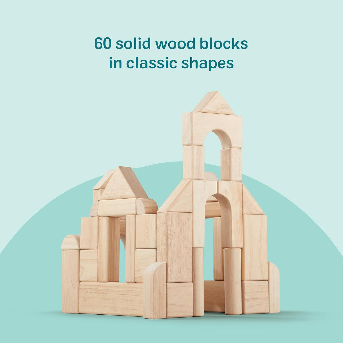 Melissa & Doug Standard Unit Solid-Wood Building Blocks with Wooden Storage Tray, 60-Piece Hardwood Sorting & Stacking Toys for Building & Balancing, Preschool Learning Toys for Kids Ages 3+