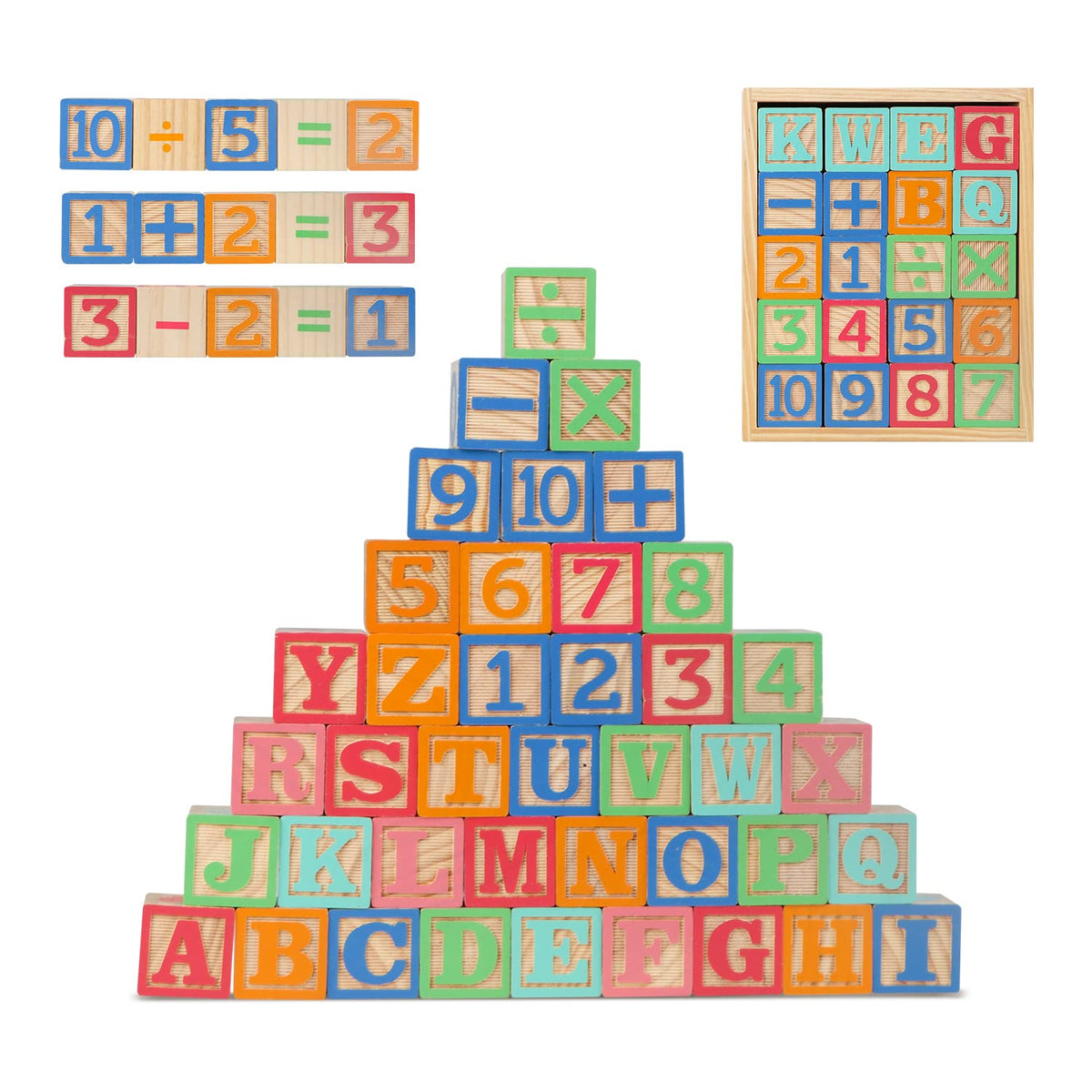 ABC Wooden Building Blocks for Toddlers 1-3 Large, 26 PCS Alphabet & Number Stacking Blocks, Educational Learning Toys for Boys Girls Kids Gifts 1.65''