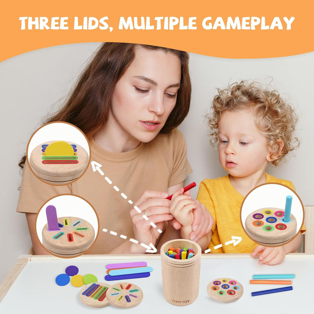 YHHYTOY Montessori Toys for 1 2 3 Year Old, Color Learning Sorting Toys
