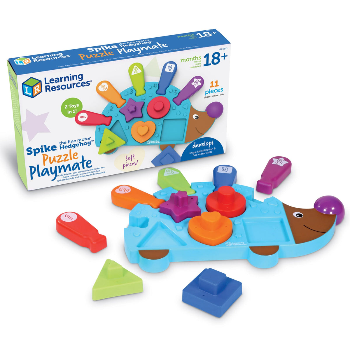 Learning Resources Spike The Fine Motor Hedgehog - Toddler Montessori Toys, Stacking Shape, Gifts for Boys and Girls, Sorting and Matching Skill Activities, Educational Games, Kindergarten
