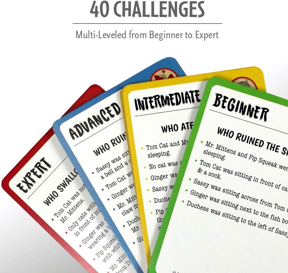 Think Fun Cat Crimes Brain Game and Brainteaser for Boys and Girls Age 8 and Up - A Smart Game with a Fun Theme and Hilarious Artwork, (1550)
