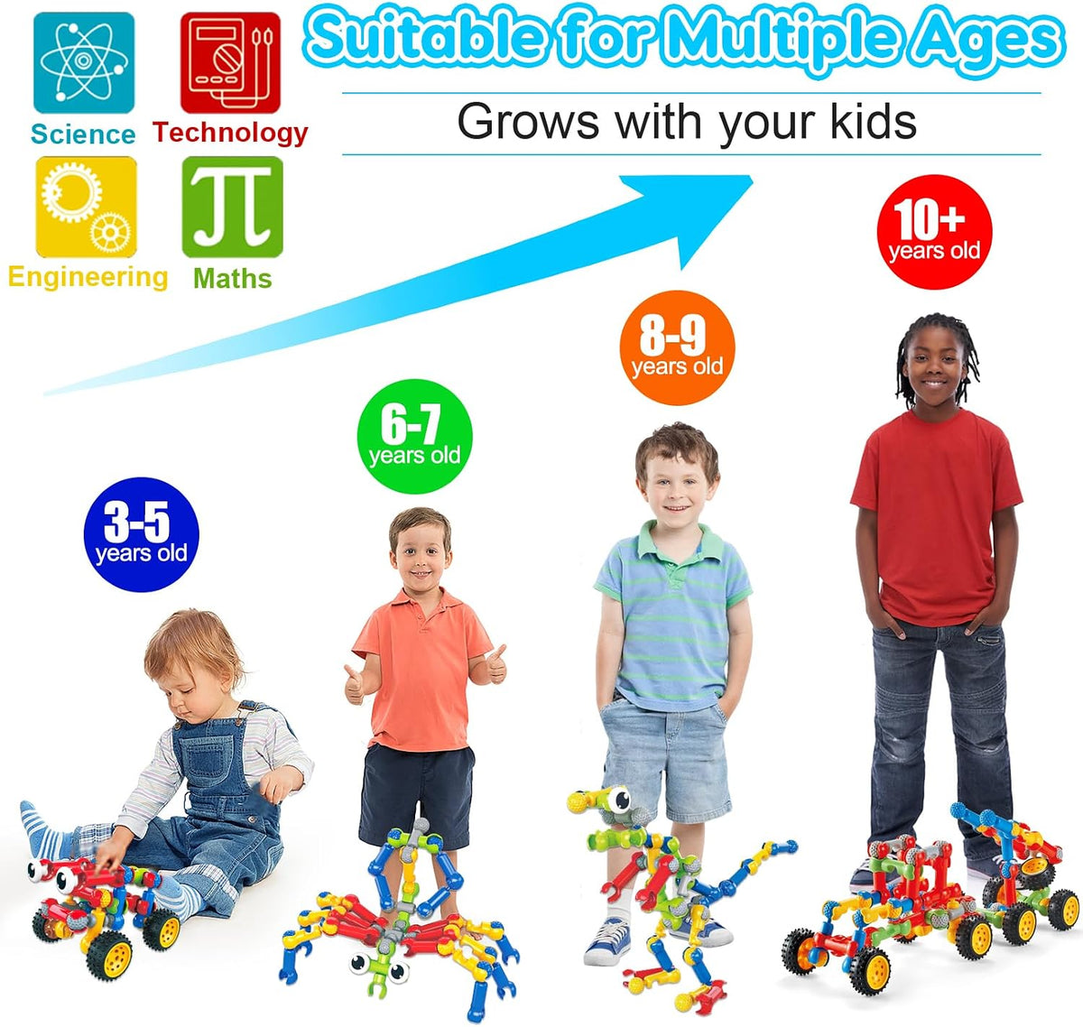 Qirptey Kids STEM Building Toys for 3 4 5 6 7 8+ Year Old Boy Birthday Gift
