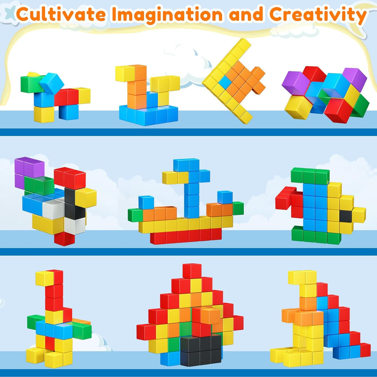 KAEILORU Magnetic Blocks 32PCS Magnetic Building Block for Toddler Age 3-5