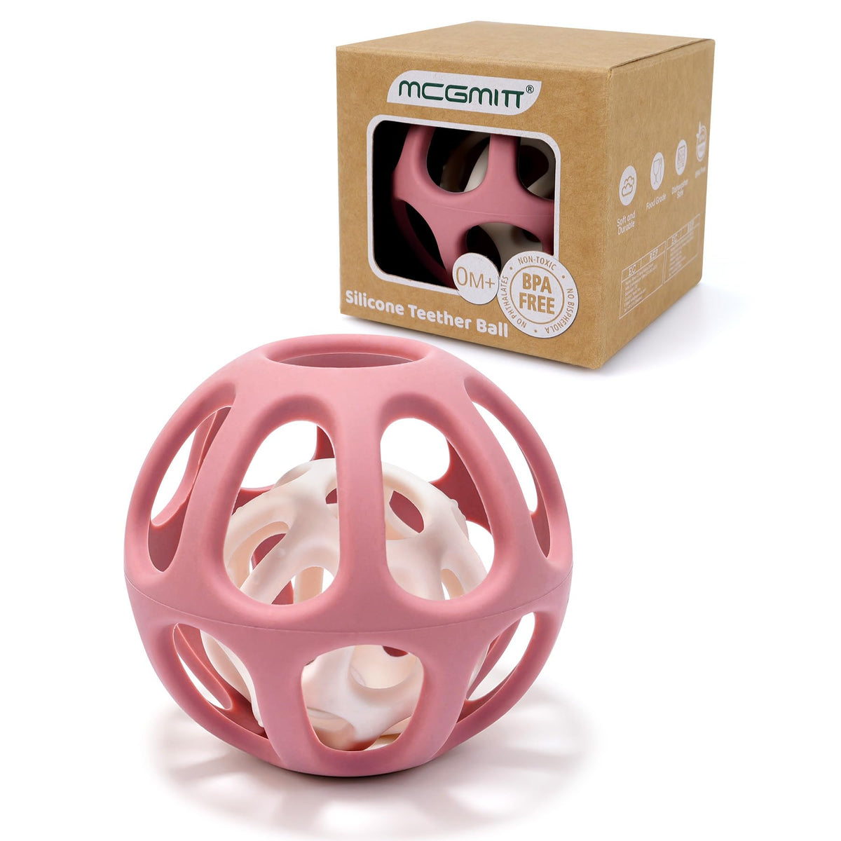 MCGMITT Sensory Balls for Baby, Easy Grasp Food Grade Stretchy Silicone Baby Teether Ball for 0-6 6-12 Months, BPA-Free Montessori Chew Toy, Newborn Infant Learning Developmental Toys Gift