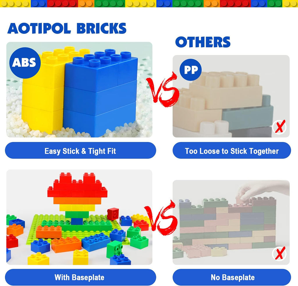 Large Building Blocks for Toddlers Kids Age 2-5, 100 PCS Set with Baseplate