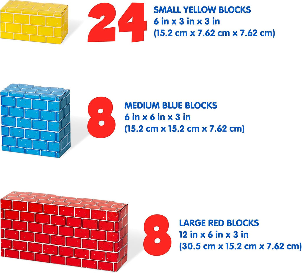 Melissa & Doug Jumbo Cardboard Blocks Building Set (40 pc) - Lightweight Building Toys and Montessori Toys for Toddlers and Preschool Learning Activities