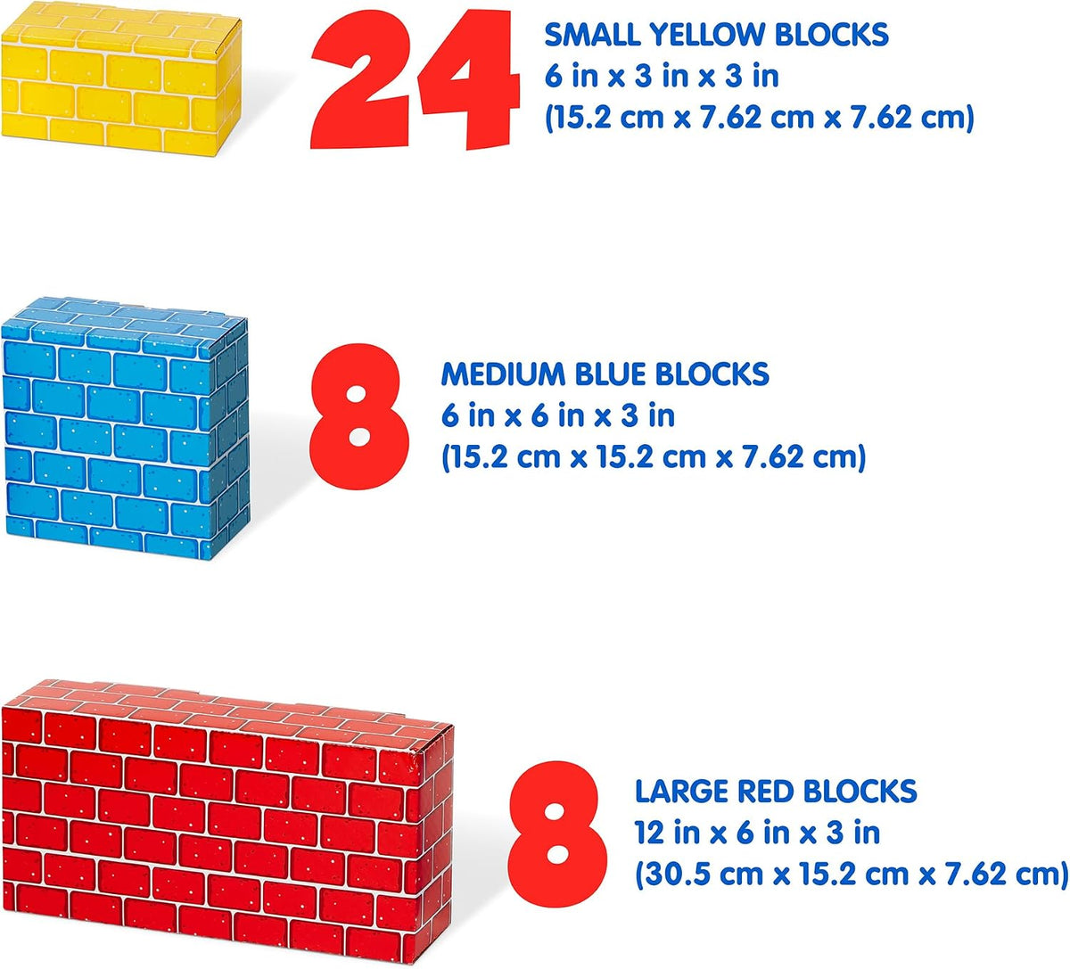 Melissa & Doug Jumbo Cardboard Blocks Building Set (40 pc) - Lightweight Building Toys and Montessori Toys for Toddlers and Preschool Learning Activities