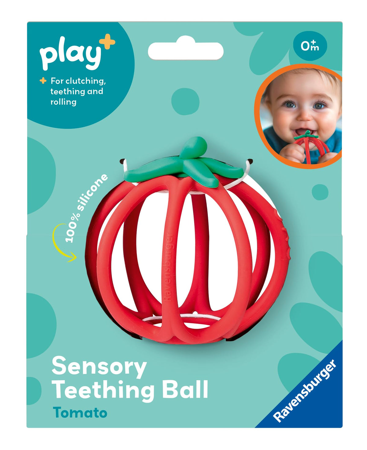 Ravensburger Play+ Sensory Teething Ball - Orange - Gentle Teething Relief - Easy-to-Grasp Design - Engages Fine Motor Skills