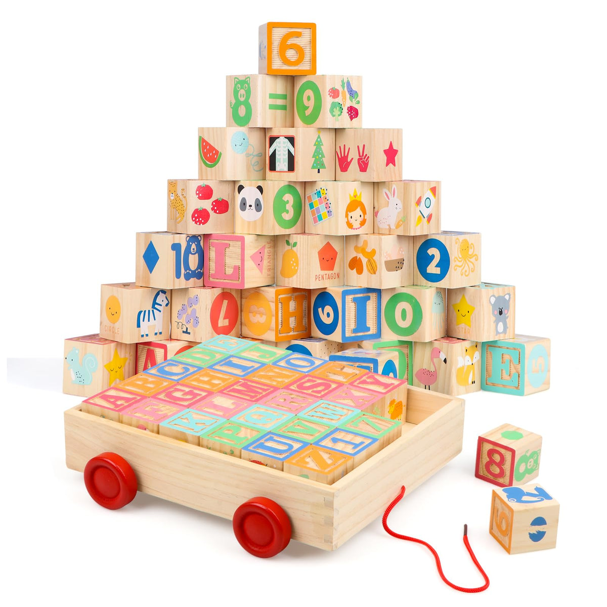ABC Wooden Building Blocks for Toddlers 1-3 Large, 26 PCS Alphabet & Number Stacking Blocks, Educational Learning Toys for Boys Girls Kids Gifts 1.65''